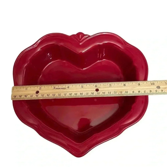 Princess House Pavillion Berry Heart Shaped Red Bake and Serve Bowl Pan - Picture 11 of 14
